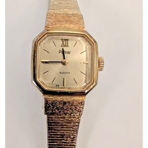Pulsar V230-5330 Womens Gold Tone Mesh Quartz Watch Needs Battery